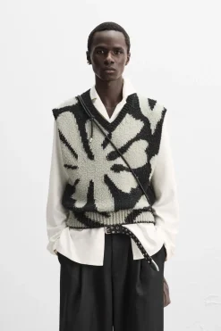 Outlet CHALECO INTARSIA FLORAL X NANUSHKA Hombre Jerséis / Chaquetas