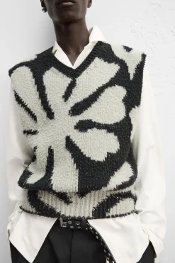 Outlet CHALECO INTARSIA FLORAL X NANUSHKA Hombre Jerséis / Chaquetas