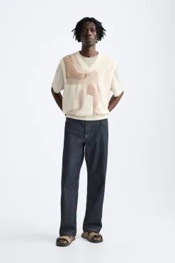 New CHALECO JACQUARD TOALLA Hombre Jerséis / Chaquetas