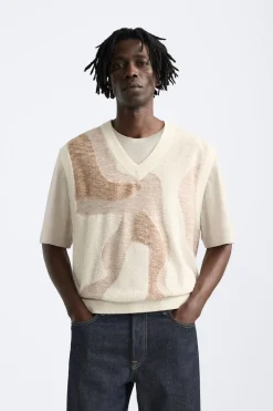 New CHALECO JACQUARD TOALLA Hombre Jerséis / Chaquetas