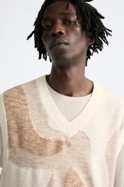 New CHALECO JACQUARD TOALLA Hombre Jerséis / Chaquetas