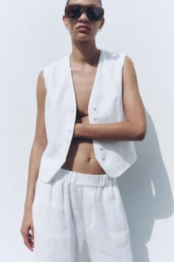 Outlet CHALECO LINO 100% ZW COLLECTION Mujer Blazers / Chalecos