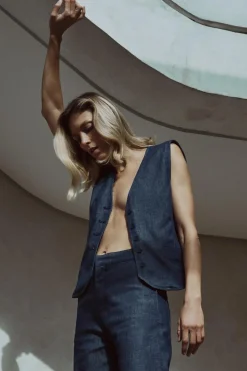 Best CHALECO MINIMAL DENIM ZW COLLECTION Mujer Tops / Bodies