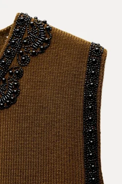 Hot CHALECO PUNTO ABALORIOS Mujer Blazers / Chalecos|Cárdigan / Jerséis