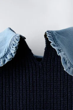 Niños ZARA 1½ - 6 Años·Punto|1½ - 6 Años·Jeans / Denim<CHALECO PUNTO COMBINADO CAMISA
