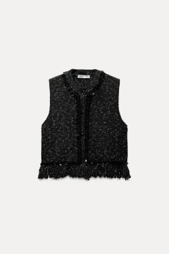 Clearance CHALECO PUNTO FLECOS LENTEJUELAS Mujer Cárdigan / Jerséis|Punto