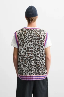 Fashion CHALECO PUNTO JACQUARD ANIMAL Hombre Jerséis / Chaquetas