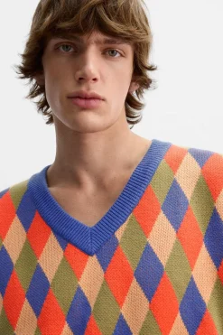 Fashion CHALECO PUNTO ROMBOS X HARRY LAMBERT Hombre Jerséis / Chaquetas