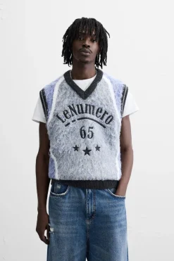 Discount CHALECO PUNTO TEXTURA BORDADOS Hombre Jerséis / Chaquetas