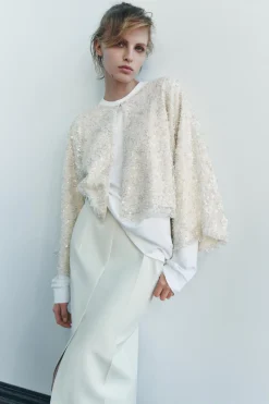 Fashion CHAQUETA ABALORIOS LENTEJUELAS Mujer Cárdigan / Jerséis|Punto