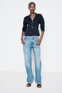 Outlet CHAQUETA BLAZER PUNTO BOTÓN FLOR Mujer Blazers / Chalecos|Cárdigan / Jerséis