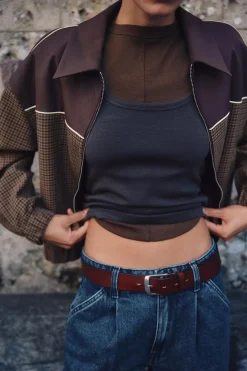 Hot CHAQUETA BOMBER COMBINADA CUADROS Mujer Chaquetas / Cazadoras