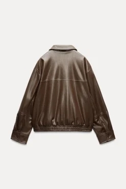 Fashion CHAQUETA BOMBER EFECTO PIEL Mujer Chaquetas / Cazadoras