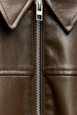 Fashion CHAQUETA BOMBER EFECTO PIEL Mujer Chaquetas / Cazadoras