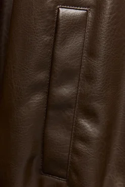 Fashion CHAQUETA BOMBER EFECTO PIEL Mujer Chaquetas / Cazadoras