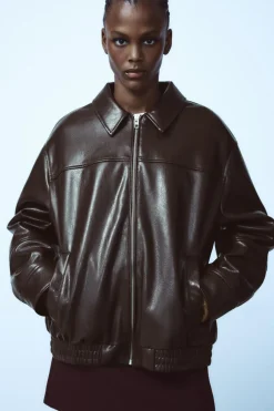 Outlet CHAQUETA BOMBER EFECTO PIEL Mujer Chaquetas / Cazadoras