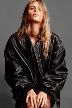 Outlet CHAQUETA BOMBER OVERSIZE PIEL Mujer Chaquetas / Cazadoras