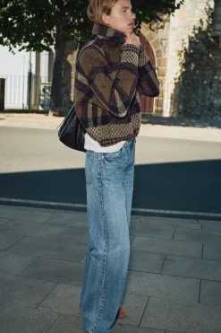 New CHAQUETA BOMBER PUNTO CUADROS Mujer Cárdigan / Jerséis|Punto