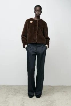 Best CHAQUETA BROCHE EFECTO PELO Mujer Cárdigan / Jerséis|Punto