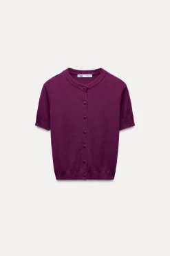 Online CHAQUETA BÁSICA PUNTO LISO MANGA CORTA Mujer Cárdigan / Jerséis|Punto