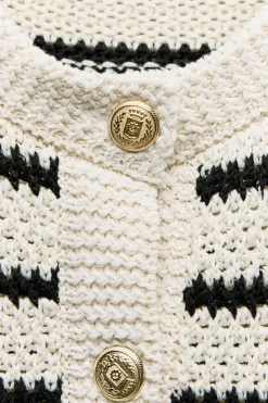 Fashion CHAQUETA BÁSICA RAYAS PUNTO Mujer Cárdigan / Jerséis|Punto