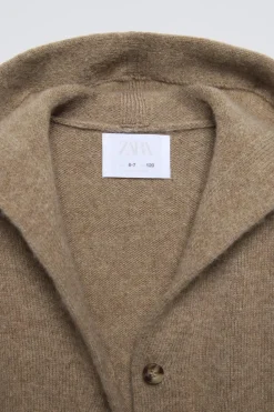 Niños ZARA 6 - 14 Años·Punto<CHAQUETA CAPUCHA CON LANA Y CASHMERE