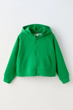 Niños ZARA 6 - 14 Años·Sudaderas|6 - 14 Años·Deporte / Jogging<CHAQUETA CAPUCHA VIVOS CONTRASTE CROP FIT