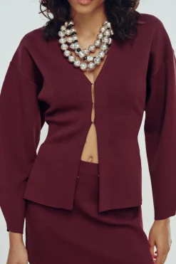 New CHAQUETA CINTURA ENTALLADA PUNTO LISO Mujer Cárdigan / Jerséis|Punto