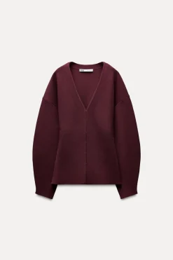 New CHAQUETA CINTURA ENTALLADA PUNTO LISO Mujer Cárdigan / Jerséis|Punto