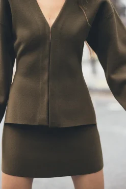 Best CHAQUETA CINTURA ENTALLADA PUNTO LISO Mujer Cárdigan / Jerséis|Punto