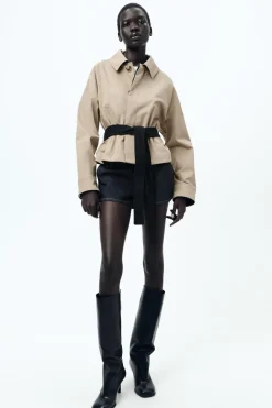 Fashion CHAQUETA CINTURÓN CONTRASTE ZW COLLECTION Mujer Chaquetas / Cazadoras