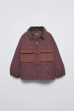 Niños ZARA 1½ - 6 Años·Abrigos|6 - 18 Meses·Abrigos / Buzos<CHAQUETA COMBINADA BOLSILLOS