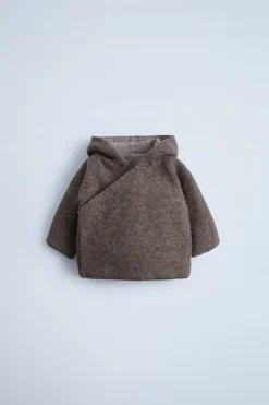 Niños ZARA 0 - 6 Meses·Punto<CHAQUETA COMBINADA CAPUCHA