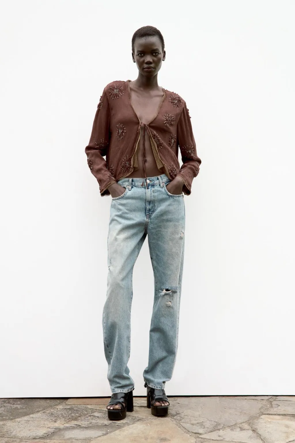 Clearance CHAQUETA CORTA BORDADOS ABALORIOS Mujer Cárdigan / Jerséis|Punto