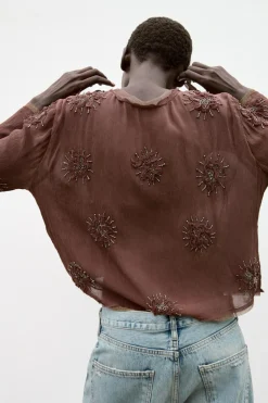 Clearance CHAQUETA CORTA BORDADOS ABALORIOS Mujer Cárdigan / Jerséis|Punto