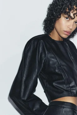 Hot CHAQUETA CORTA EFECTO PIEL Mujer Chaquetas / Cazadoras