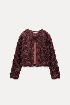 Outlet CHAQUETA CORTA ESTRUCTURA FLOR Mujer Cárdigan / Jerséis|Punto