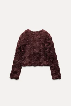 Outlet CHAQUETA CORTA ESTRUCTURA FLOR Mujer Cárdigan / Jerséis|Punto