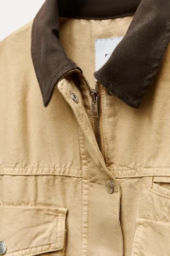 Discount CHAQUETA CROP CUELLO CONTRASTE Mujer Chaquetas / Cazadoras