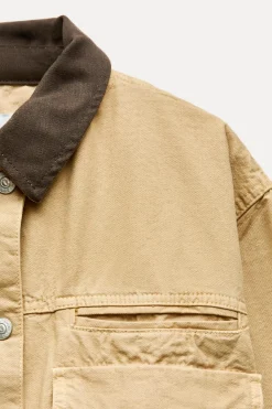 Discount CHAQUETA CROP CUELLO CONTRASTE Mujer Chaquetas / Cazadoras