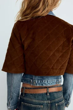 Fashion CHAQUETA CROP TACTO SUAVE Mujer Chaquetas / Cazadoras