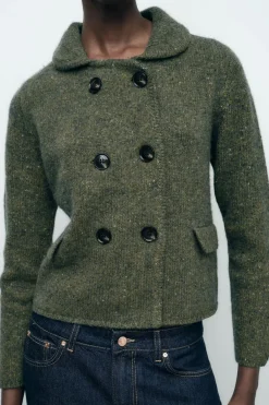 Best CHAQUETA CRUZADA CON LANA Mujer Cárdigan / Jerséis|Punto