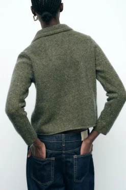 Best CHAQUETA CRUZADA CON LANA Mujer Cárdigan / Jerséis|Punto