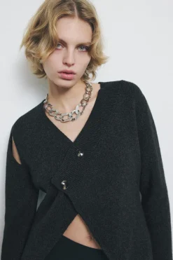 Sale CHAQUETA CUT OUT CON LANA Mujer Cárdigan / Jerséis|Punto