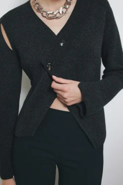 Sale CHAQUETA CUT OUT CON LANA Mujer Cárdigan / Jerséis|Punto