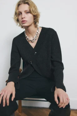 Sale CHAQUETA CUT OUT CON LANA Mujer Cárdigan / Jerséis|Punto