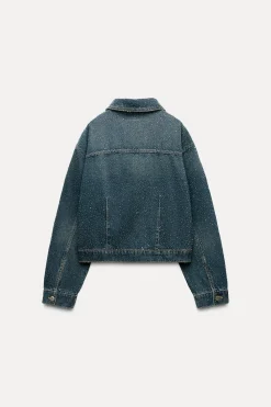 Online CHAQUETA DENIM TRF STRASS Mujer Chaquetas / Cazadoras