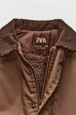 Niños ZARA 1½ - 6 Años·Abrigos|6 - 18 Meses·Abrigos / Buzos<CHAQUETA ENCERADA CUELLO PANA