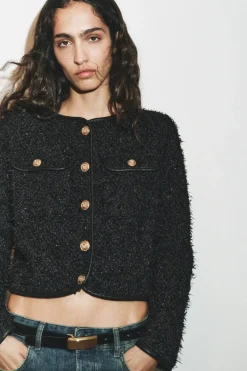 Best CHAQUETA ESTRUCTURA HILO METALIZADO Mujer Cárdigan / Jerséis|Punto