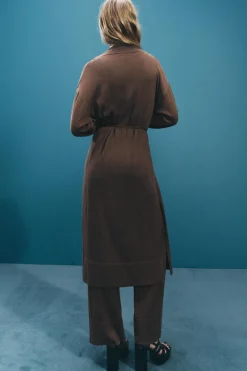 Online CHAQUETA LARGA PUNTO LISO Mujer Cárdigan / Jerséis|Punto